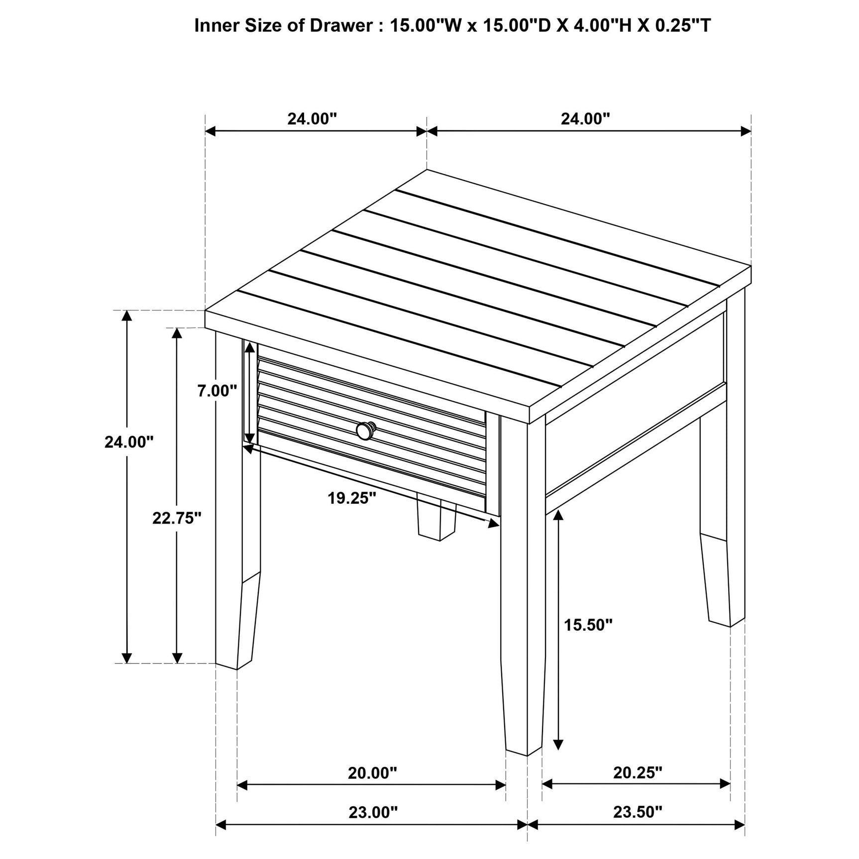 Storage drawers on both tables