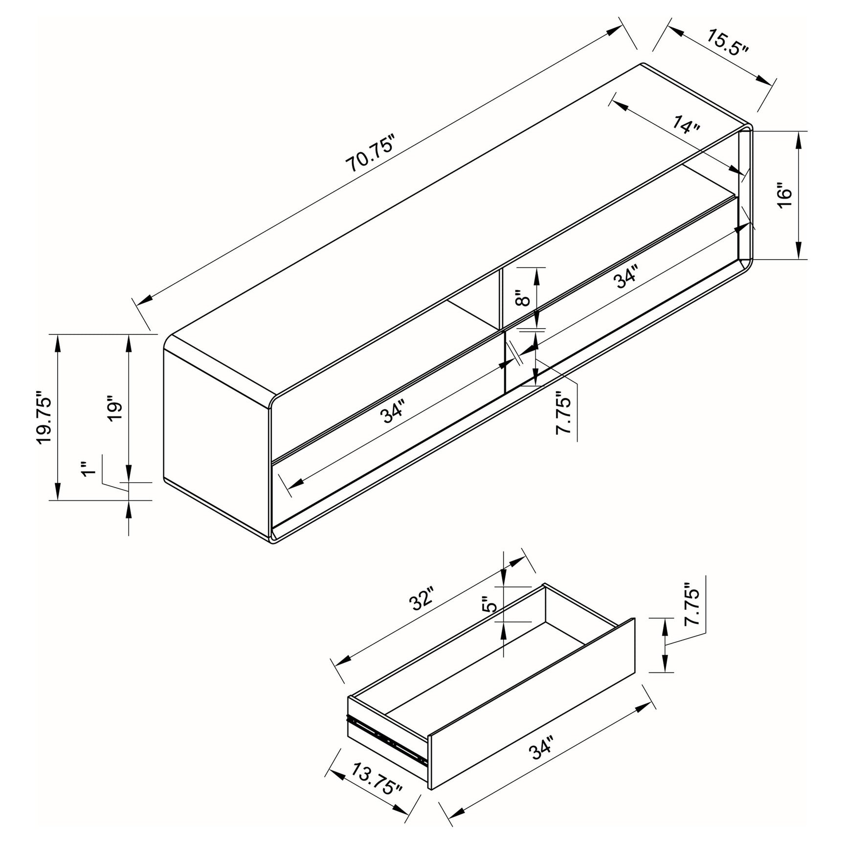 Ellice TV stand back ports area