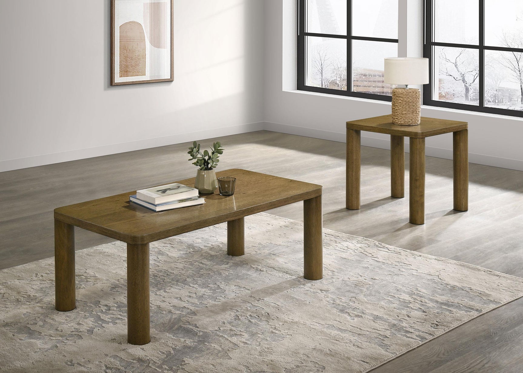 Castlewood Engineered Wood Accent Side End Table Brown Oak