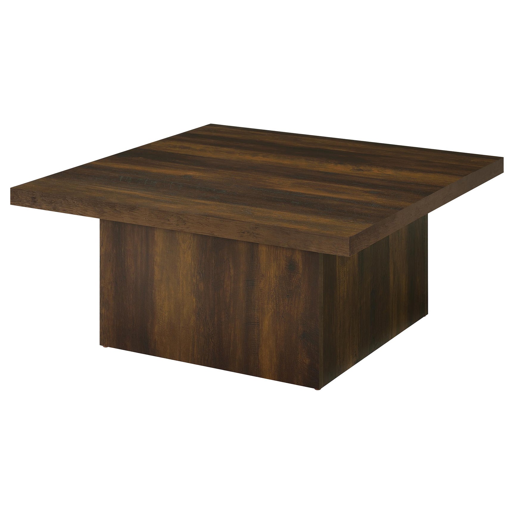 Dark pine finish detail on table edge