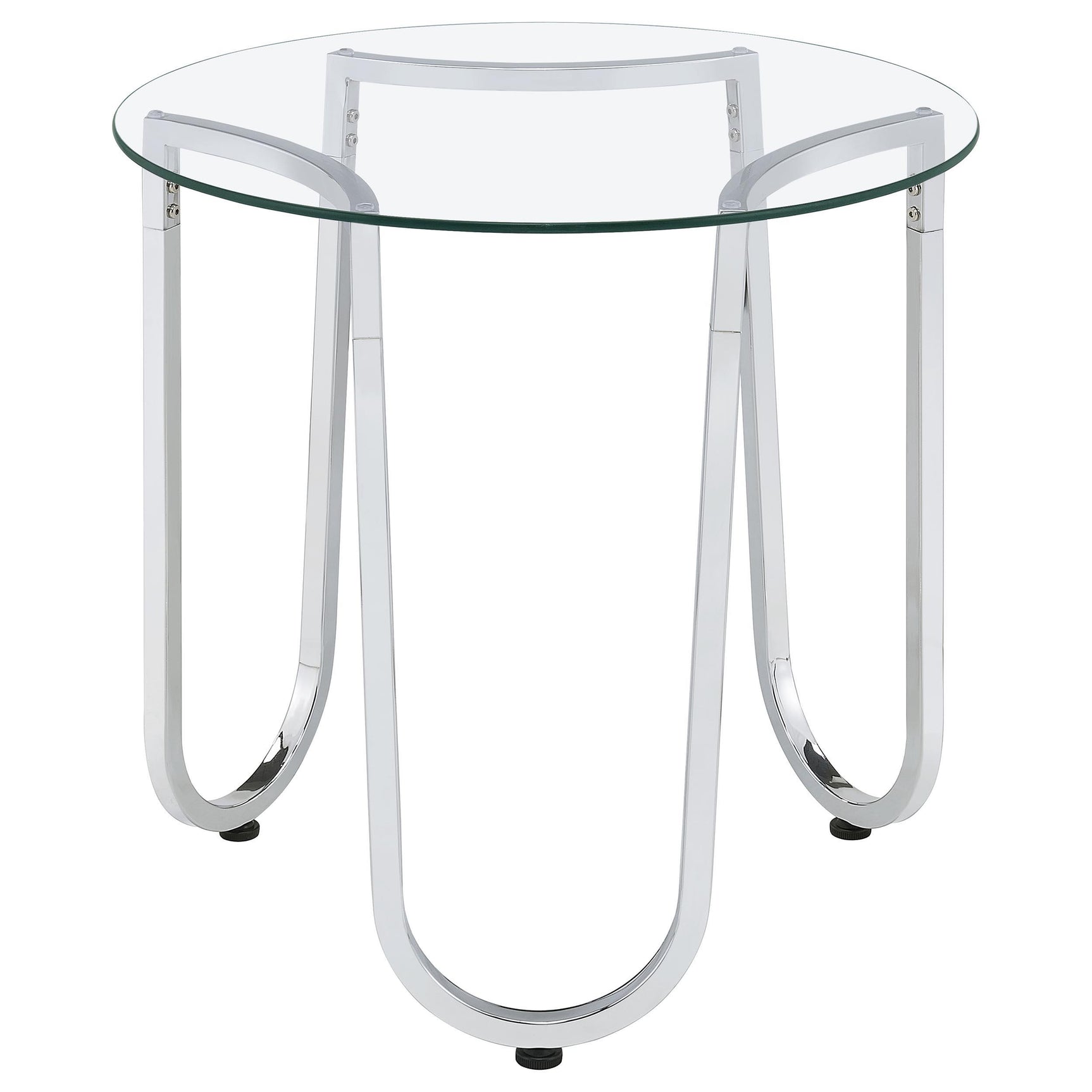 Beller 2-piece Round Tempered Glass Top Coffee Table Set Chrome