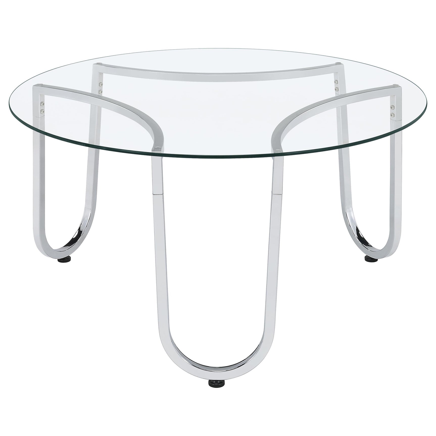 Beller 2-piece Round Tempered Glass Top Coffee Table Set Chrome