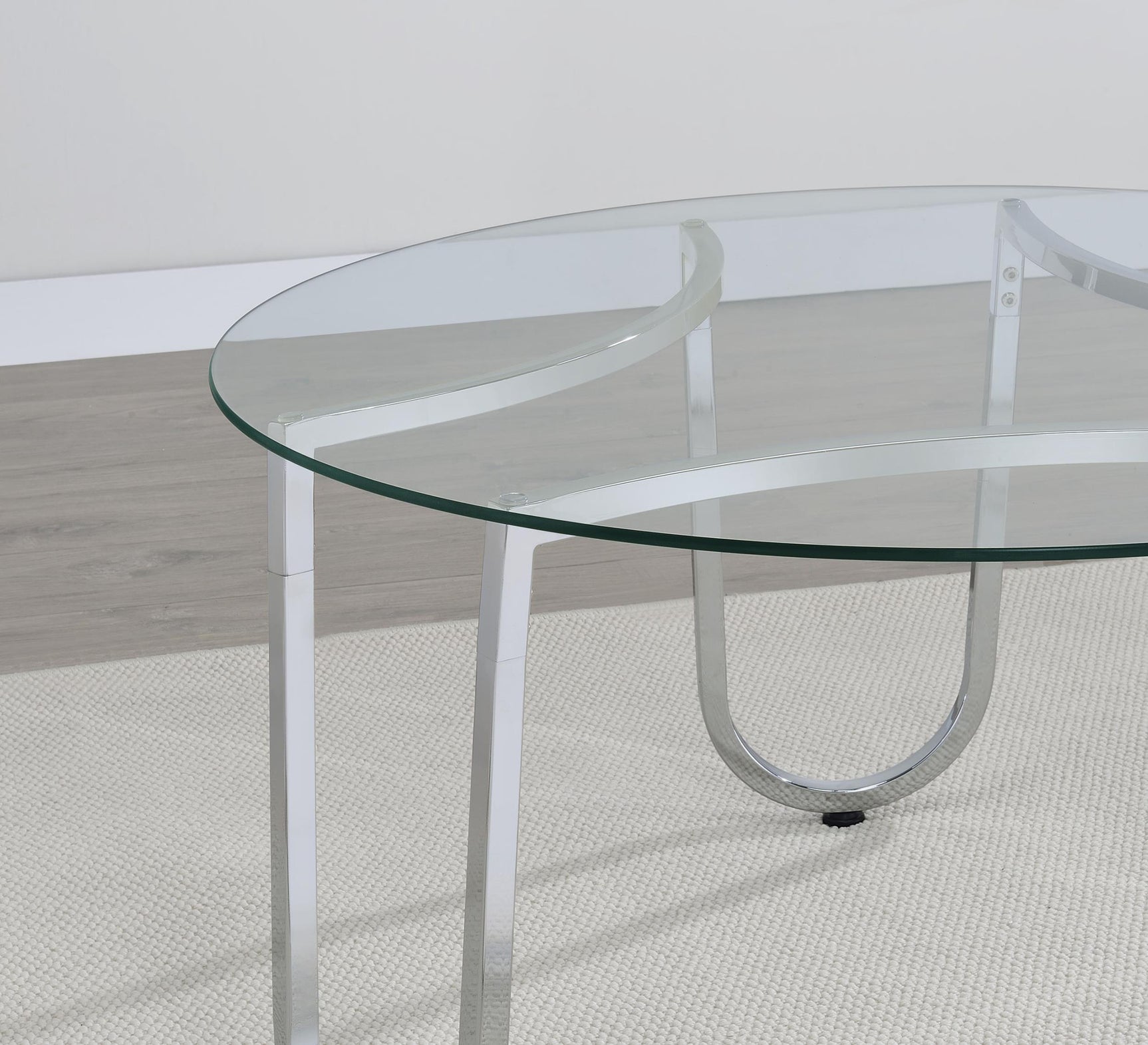 Beller 2-piece Round Tempered Glass Top Coffee Table Set Chrome