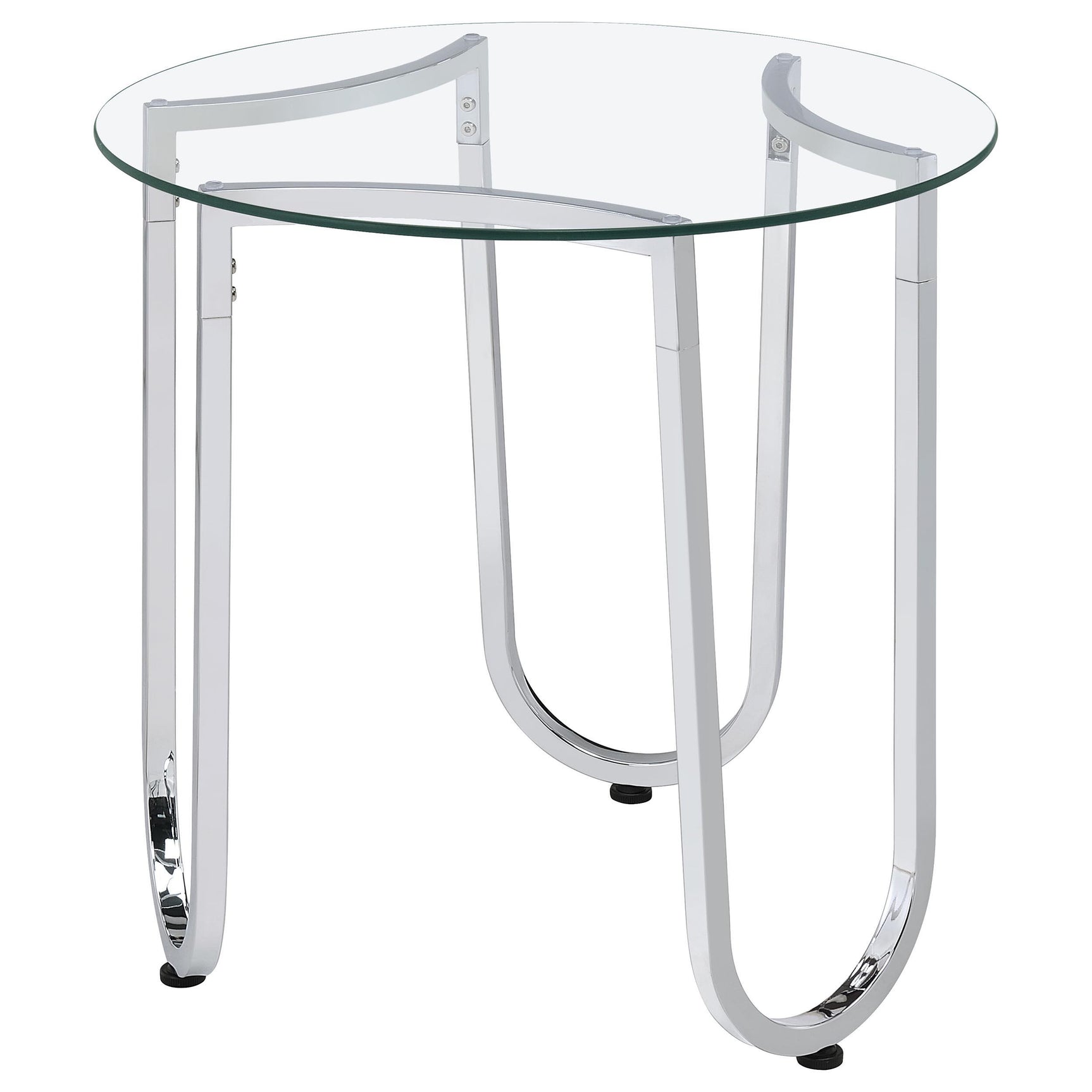 Beller three-piece coffee table set with round tempered glass tops and chrome frames