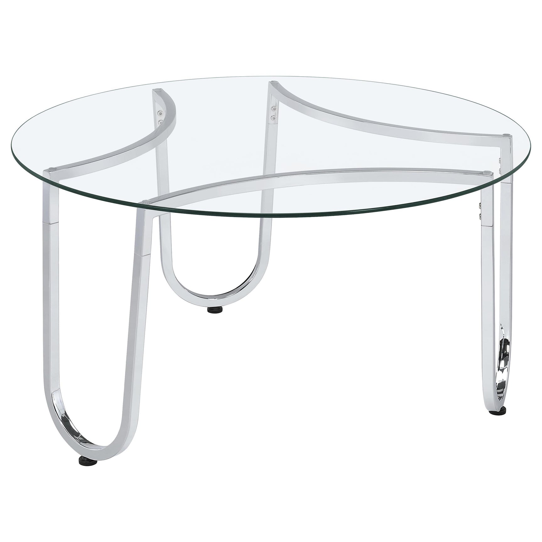 Beller three-piece coffee table set with round tempered glass tops and chrome frames