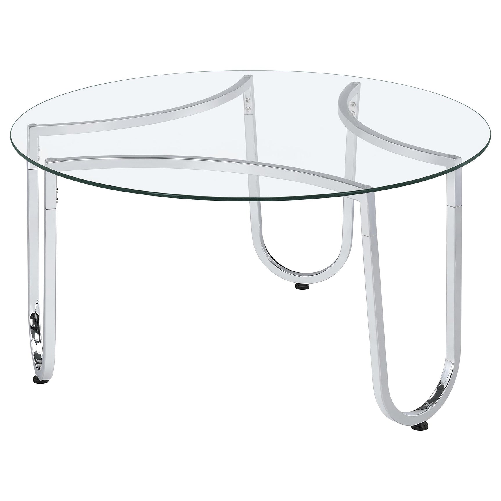 Beller three-piece coffee table set with round tempered glass tops and chrome frames
