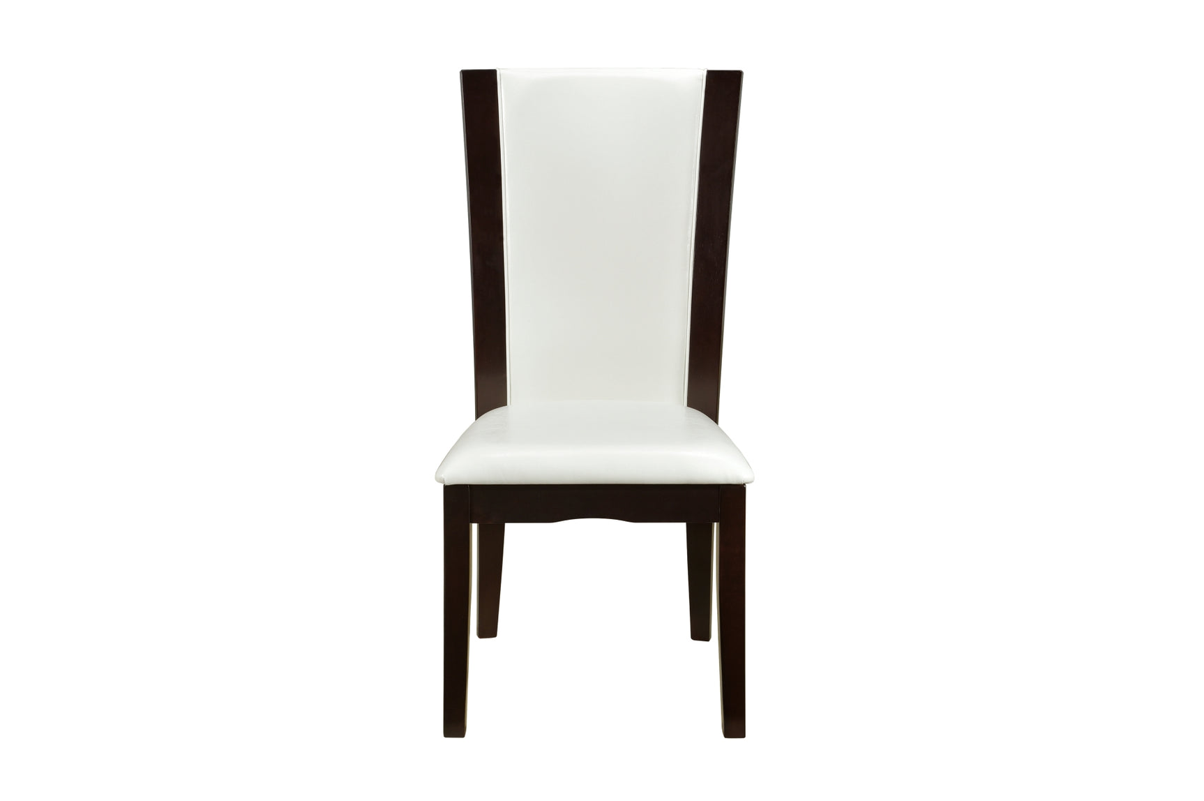 Close-up of faux leather upholstery on dining chair