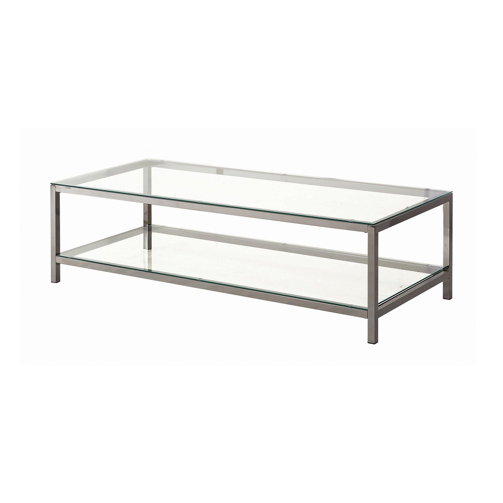 Trini Coffee Table With Glass Shelf Black Nickel - Ella Furniture