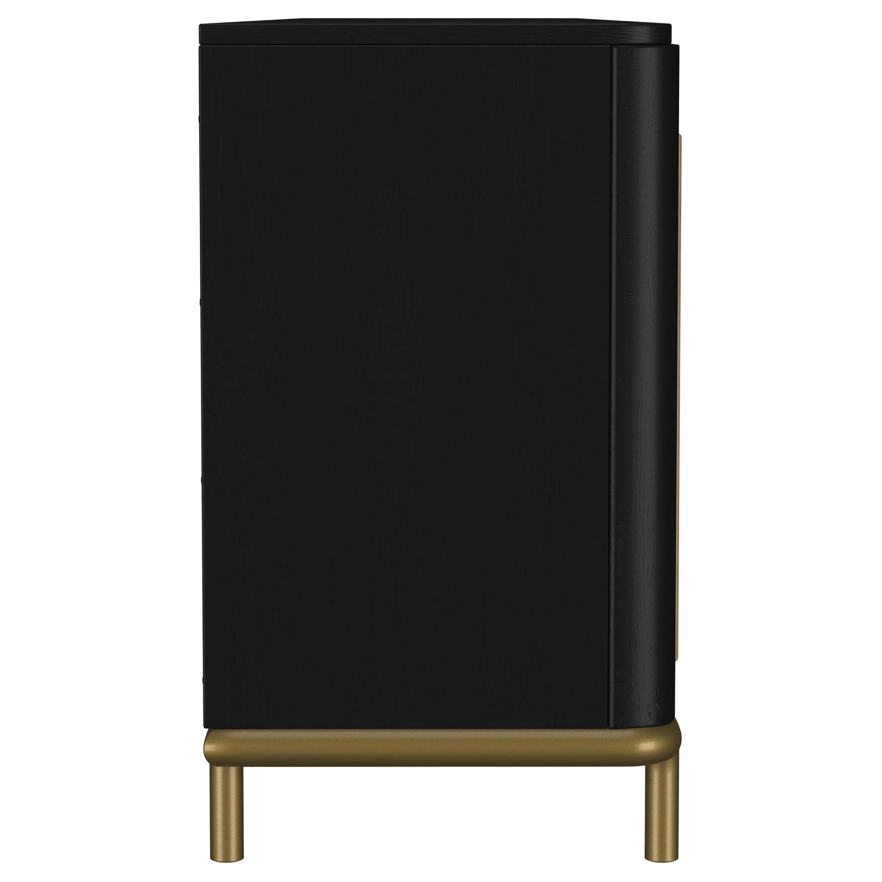 Side angle of TV stand showing slim depth