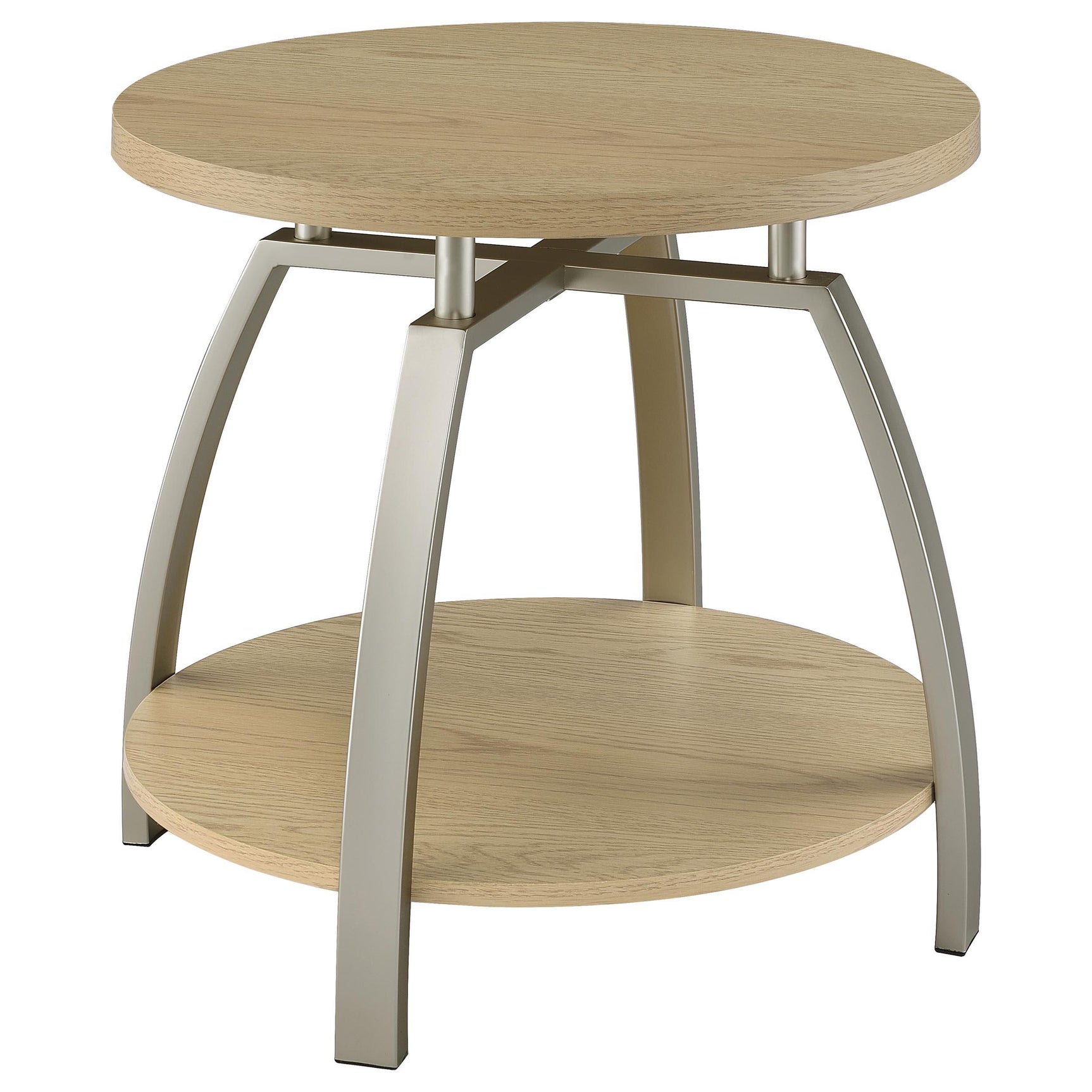 Dacre Round Engineered Wood Top Side End Table Greige
