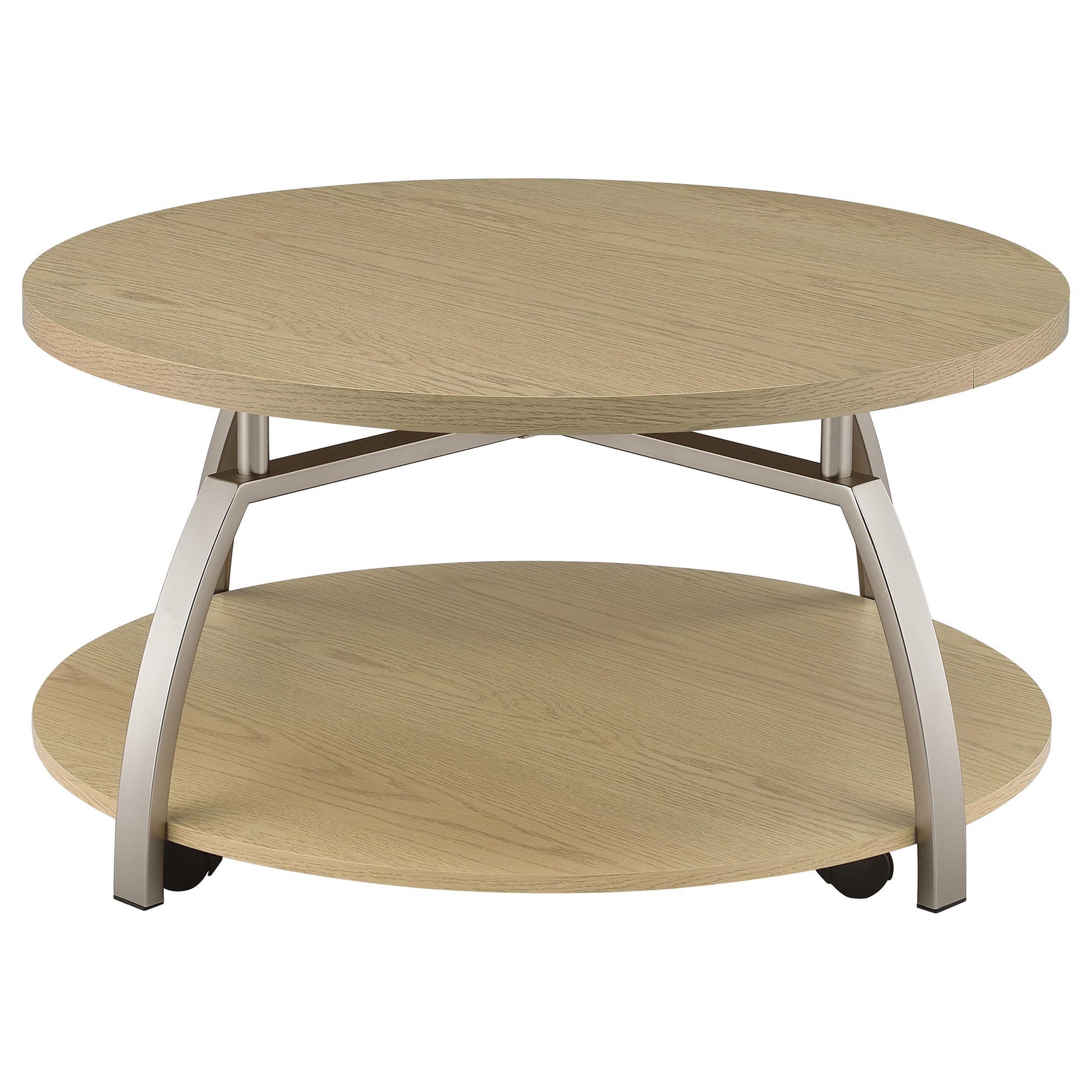 Metal legs and particle board construction underside view