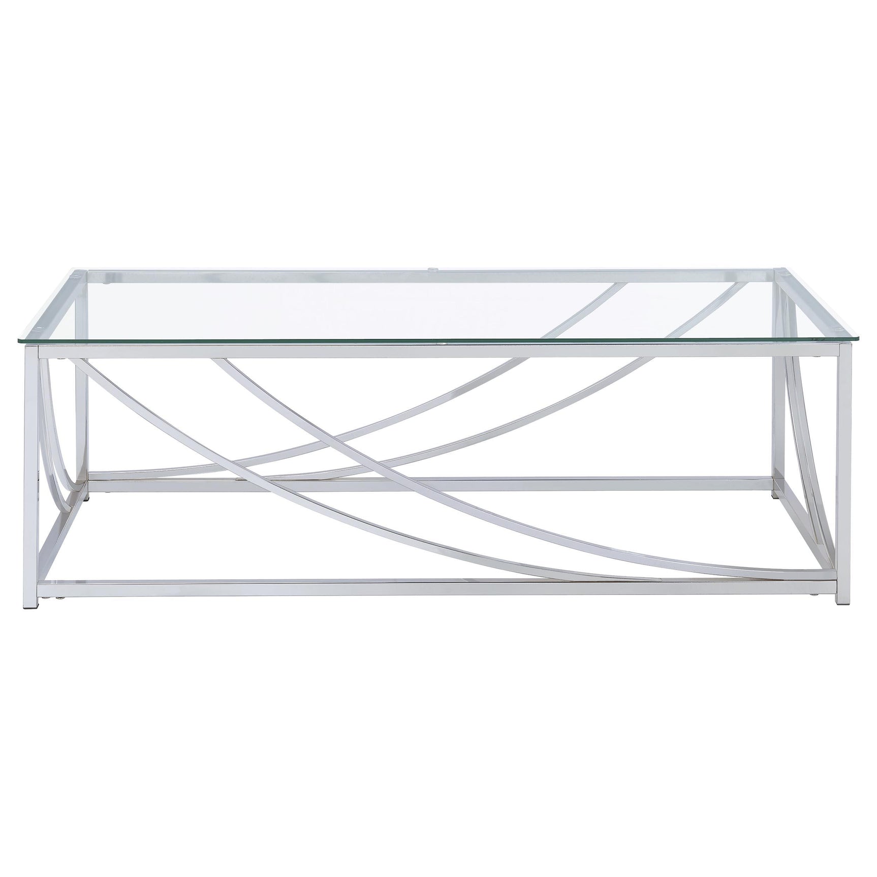 Closeup of metal frame and glass top