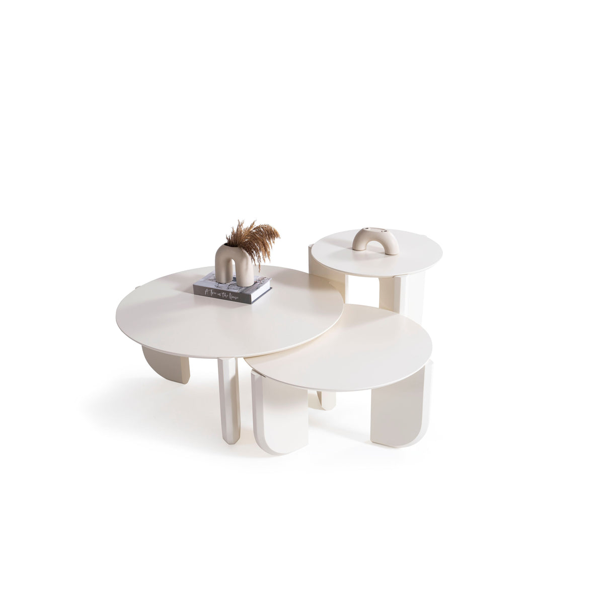 Olena cream three-piece coffee table set arrangement