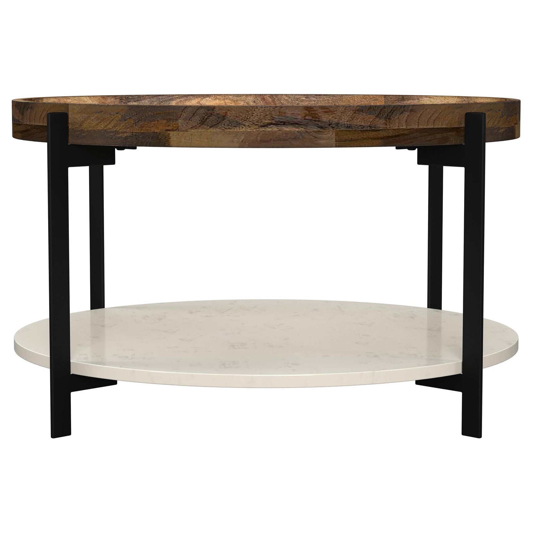 White marble shelf under Adhvik round coffee table
