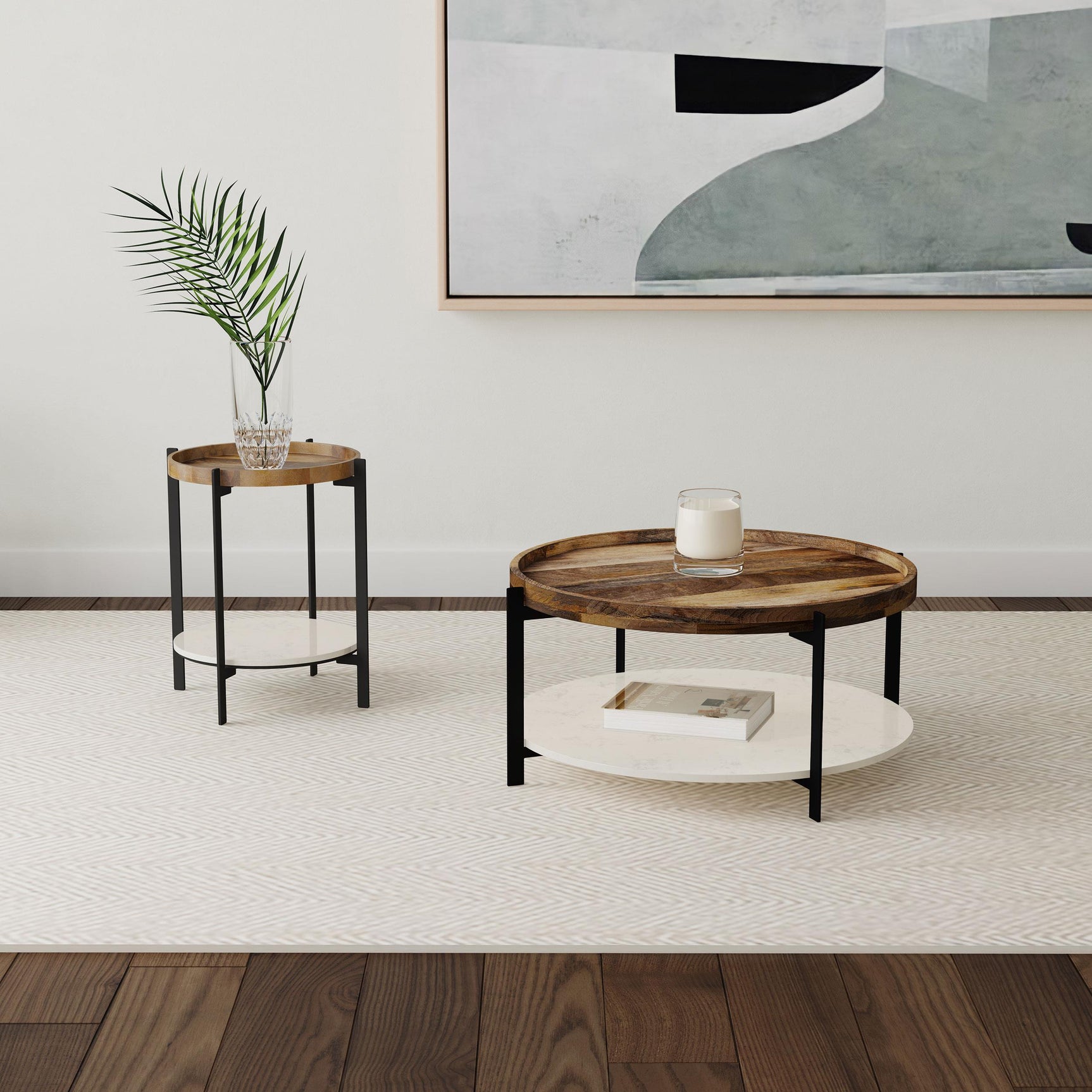 Adhvik coffee table styled in modern living room