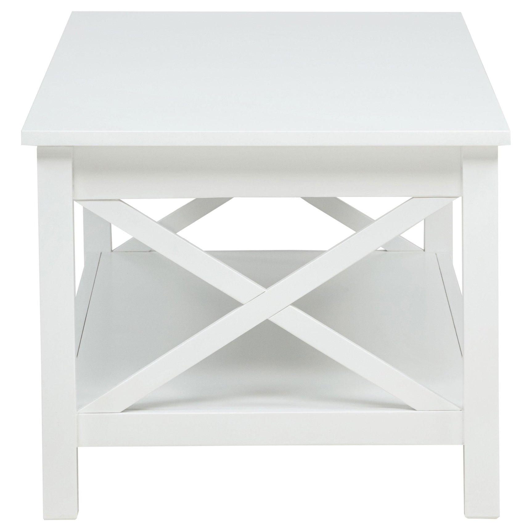Lift-top coffee table showing hidden storage inside