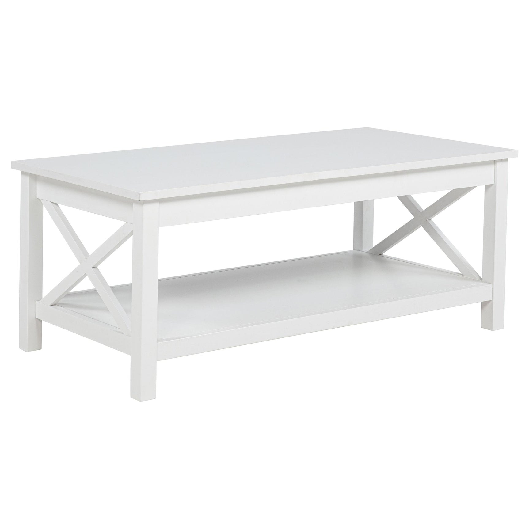 Close-up of Skyview coffee table cross-frame base