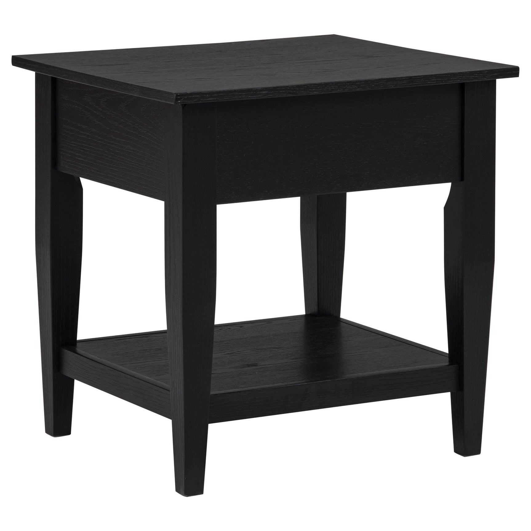 Lindenton 3-piece black wood lift-top coffee and end table set front view
