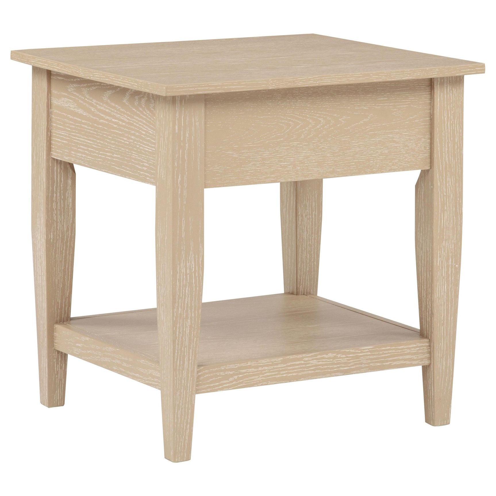 Open lower shelf of Lindenton end table