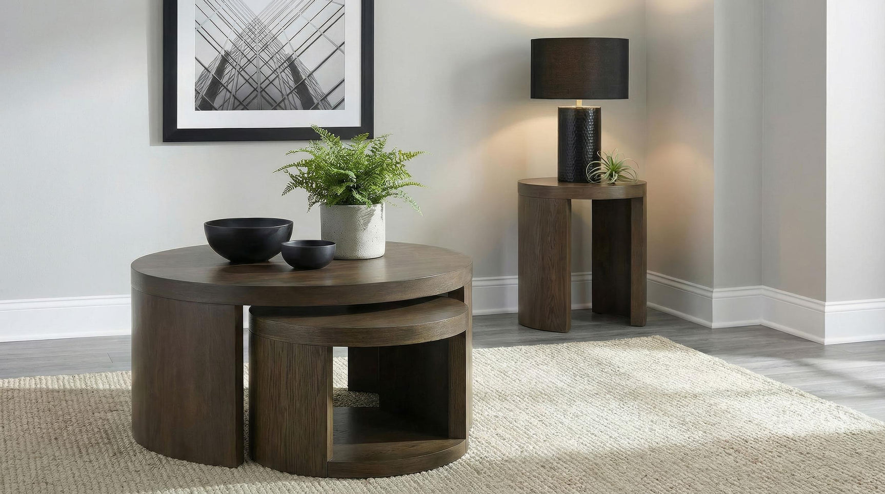 Sweeney nesting tables styled in modern living room