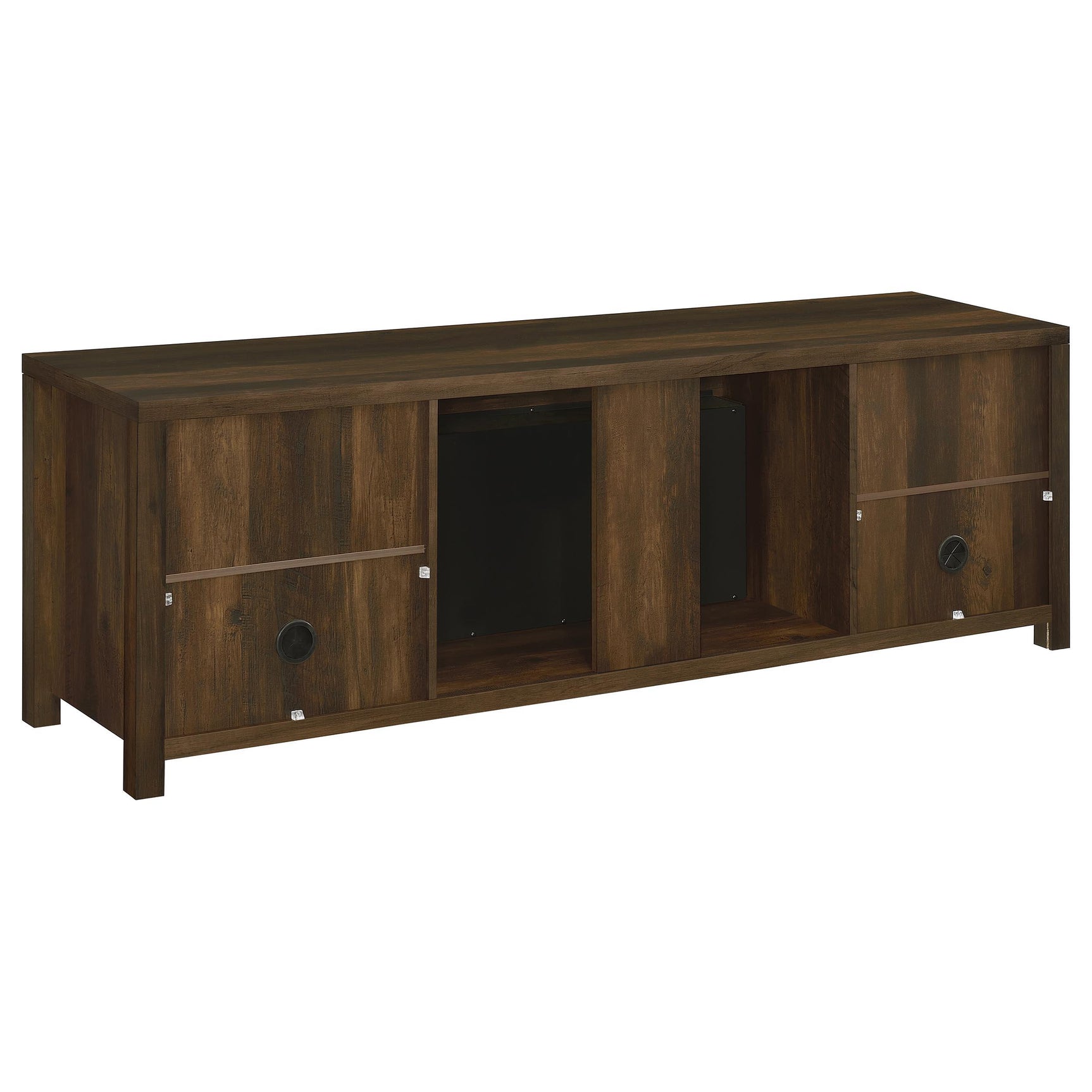 Side angle of Enfield fireplace media console