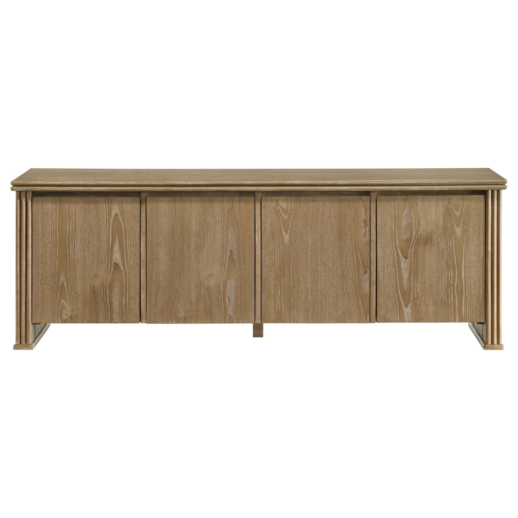 Close-up of vertical reeding detail on Adina TV Stand