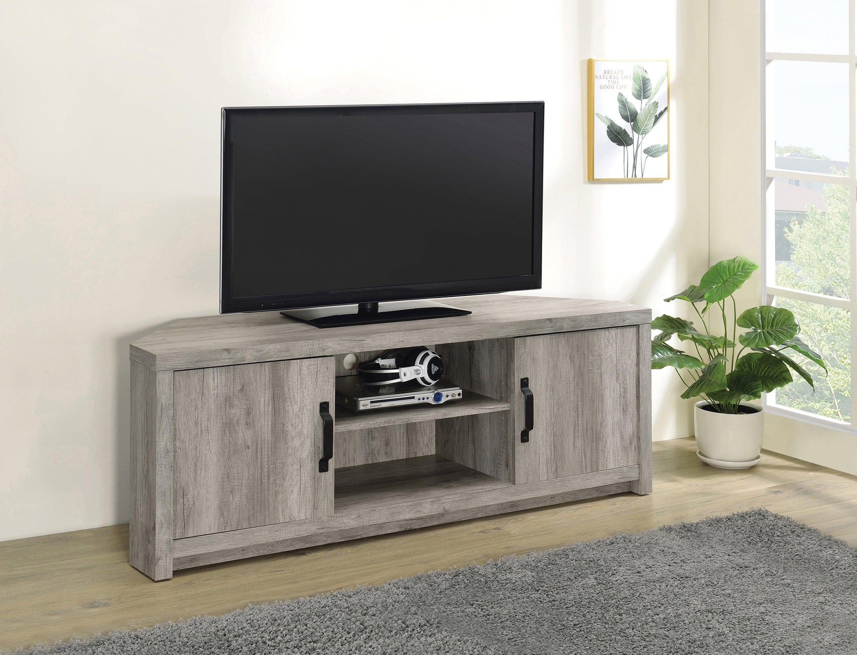 Englewood 2-Door Tv Console With Adjustable Shelf Grey Driftwood - Ella Furniture
