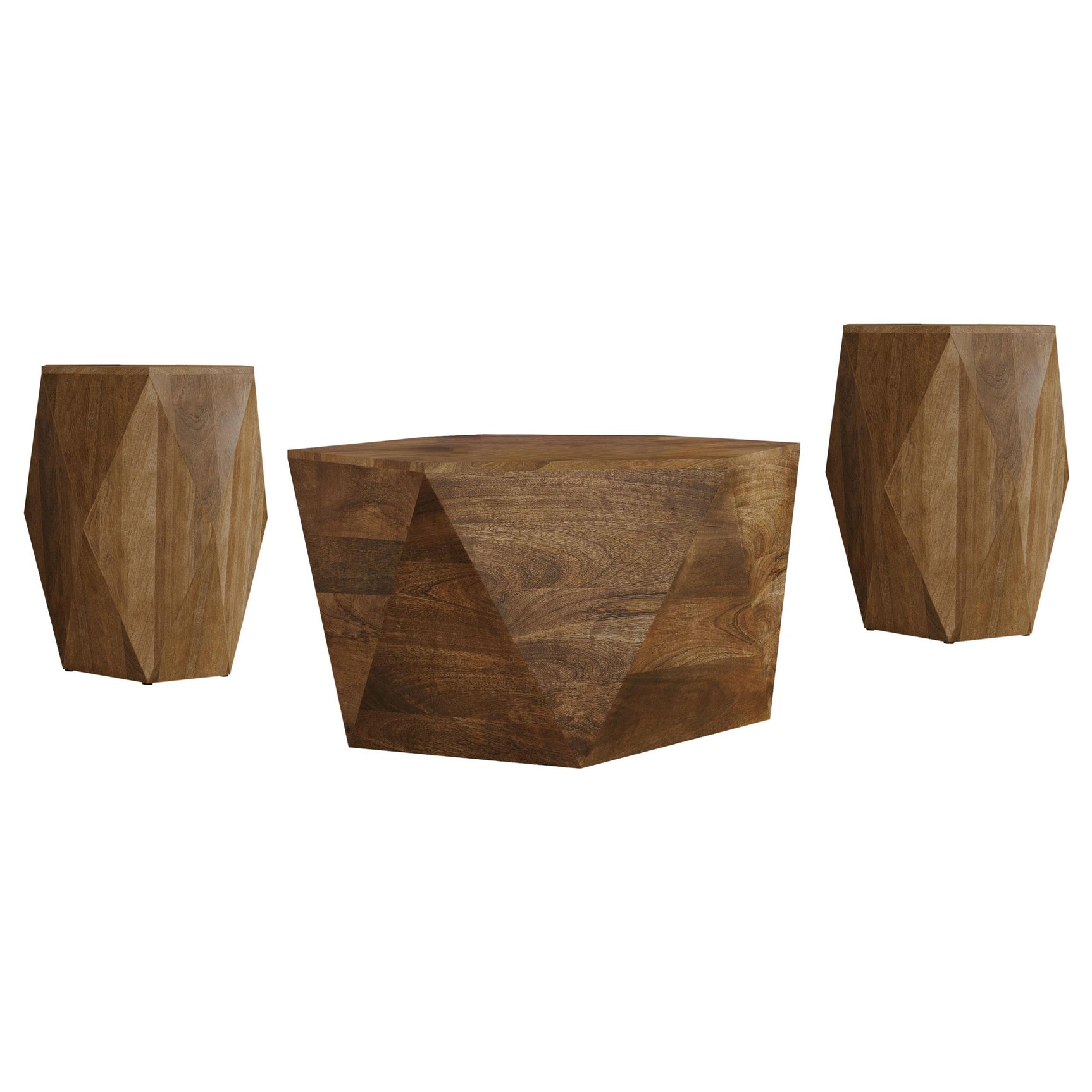 Zalika end table side view natural mango wood