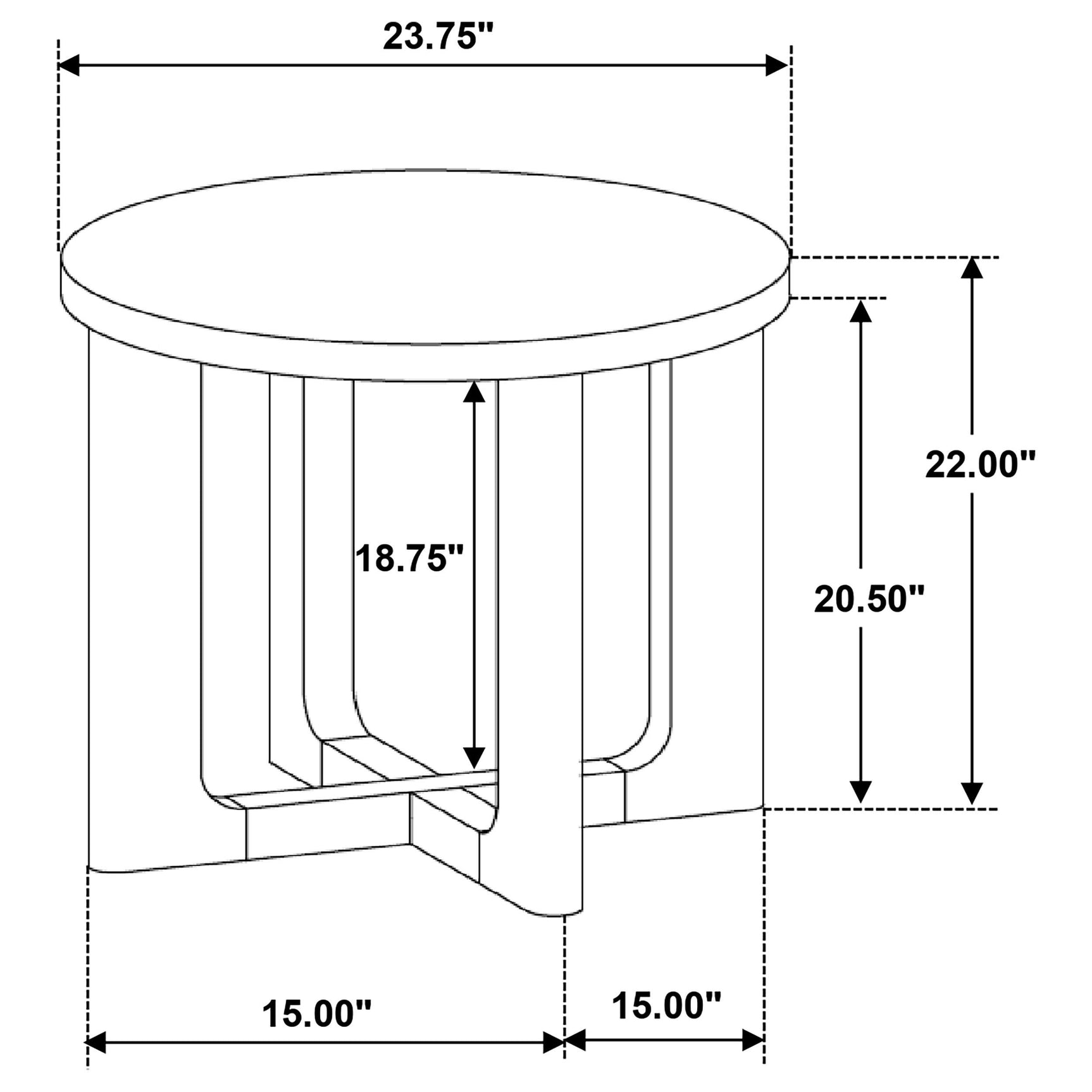 Corner view showing thickness of circular table tops