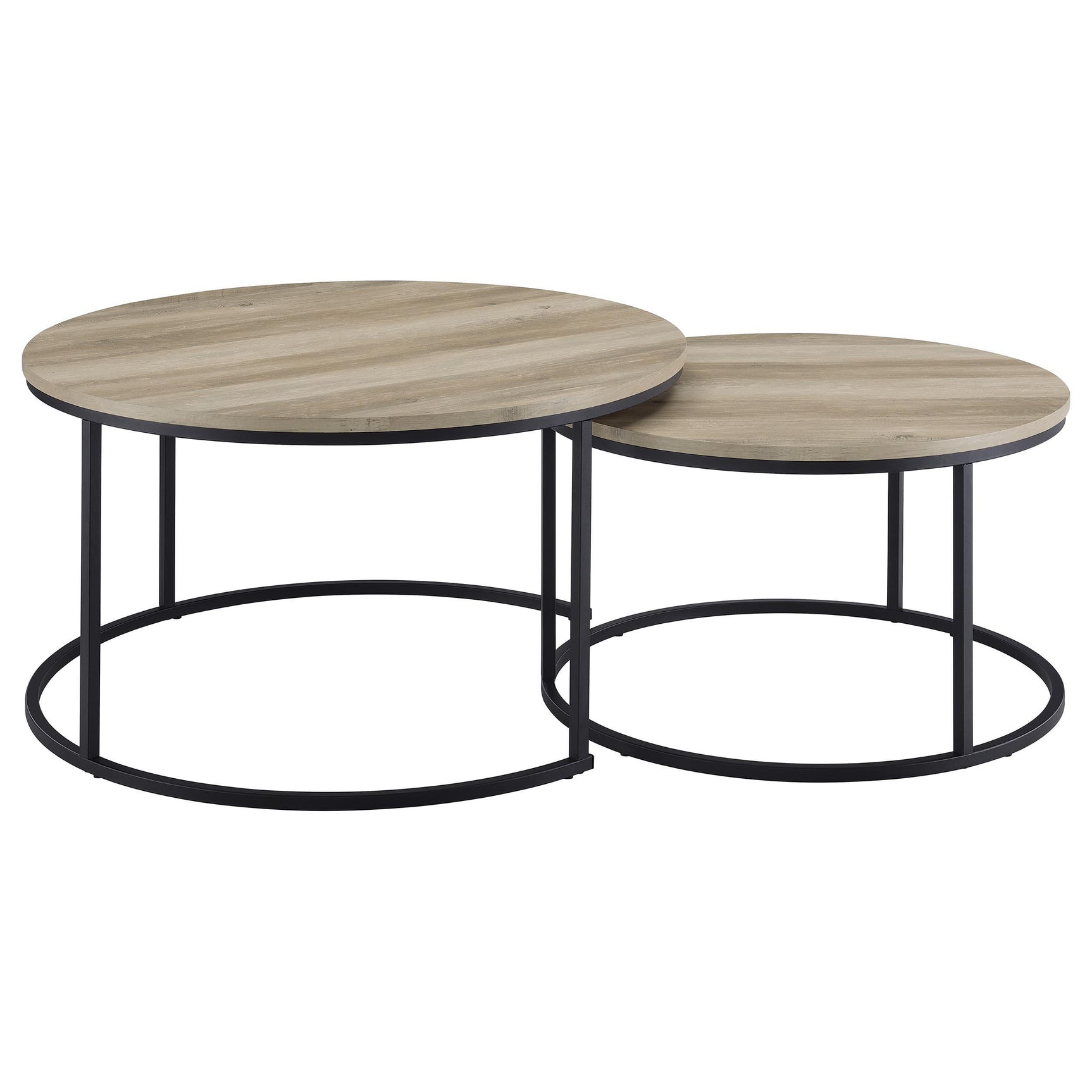 Top view of large round coffee table surface