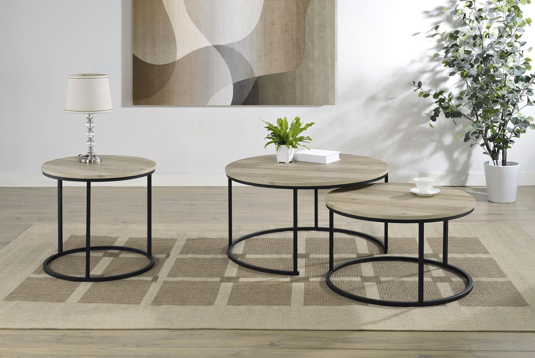 Assembled Lainey round side table ready for use