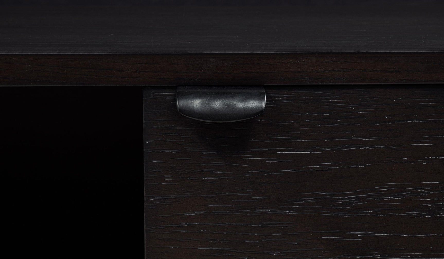 Open shelving in center bay of Marcelo TV Stand for components