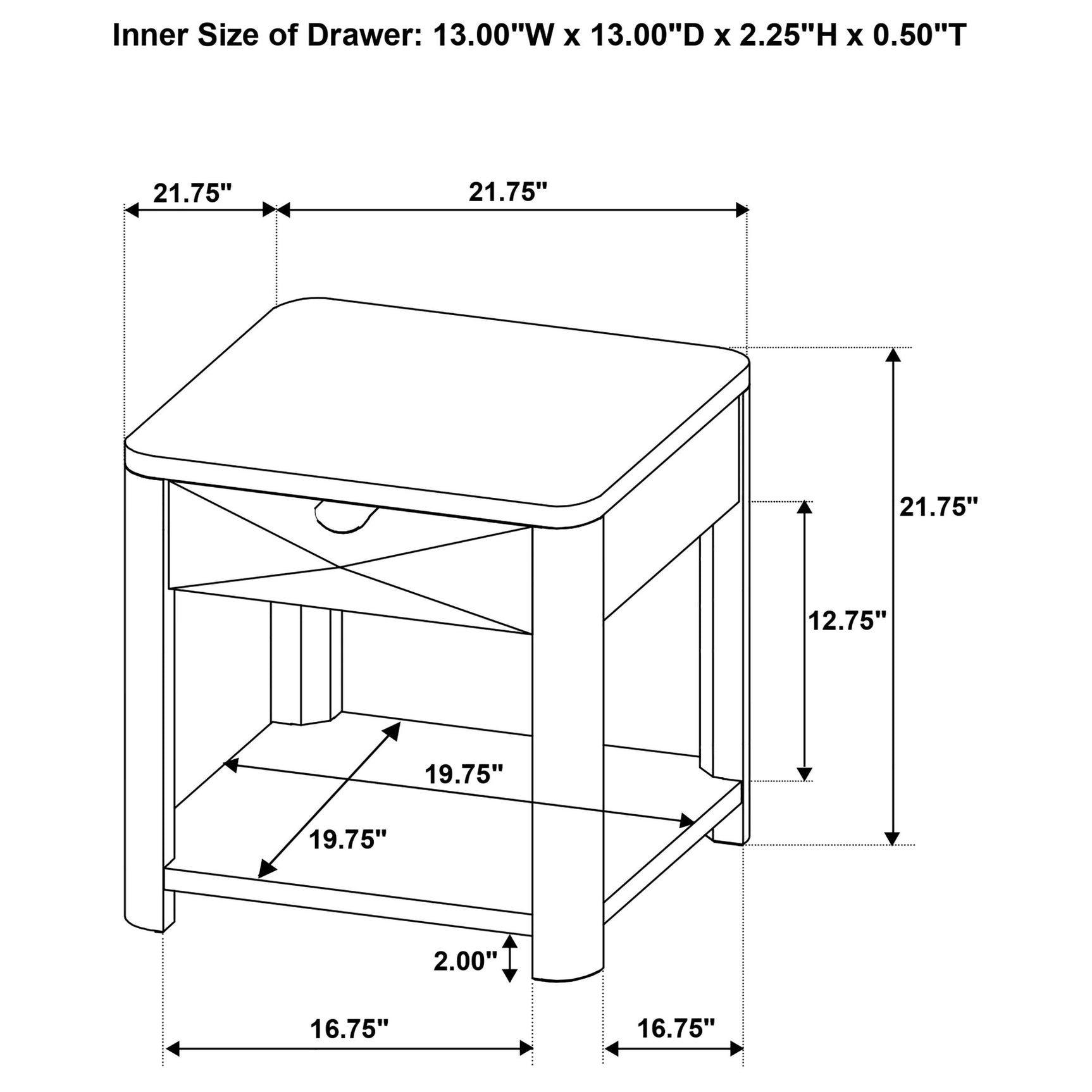 Marcelo coffee table storage open drawer