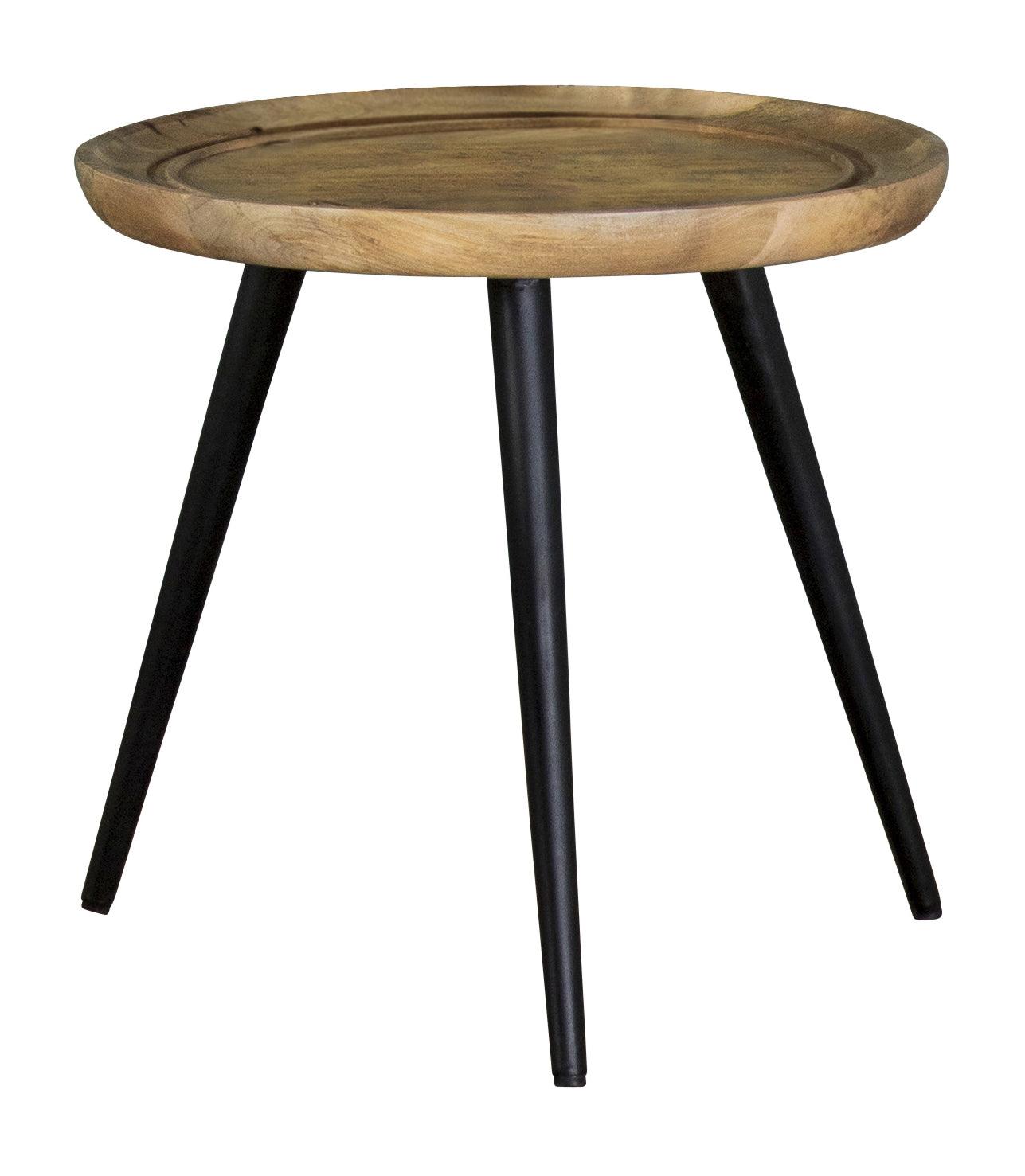 Zoe Round End Table With Trio Legs Natural And Black - Ella Furniture