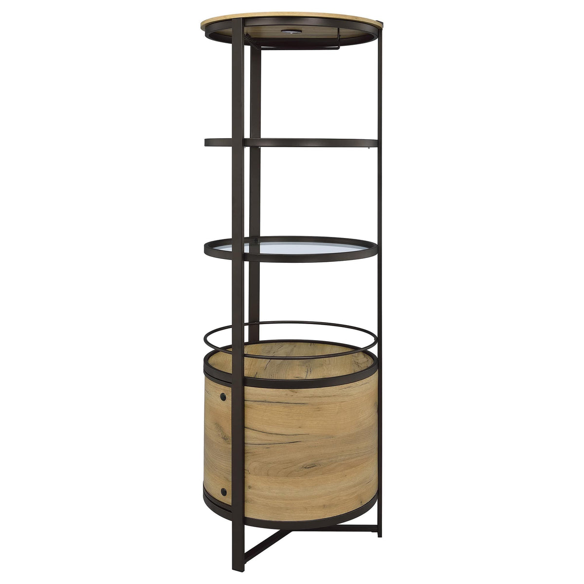Ritter Round LED Bar Wine Storage Cabinet Rustic Oak — product image 5