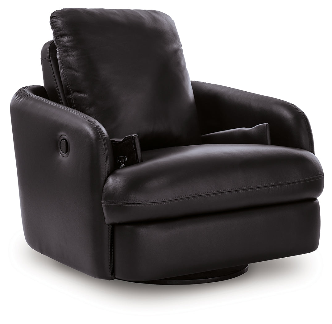 main view of Modmax II Black Leather Swivel Glider Recliner recliner