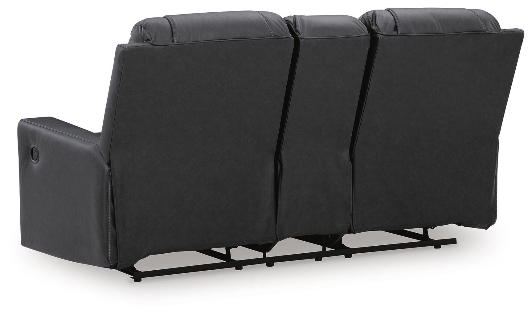 Mackmenville Carbon Faux Leather Reclining Loveseat with Console view 6