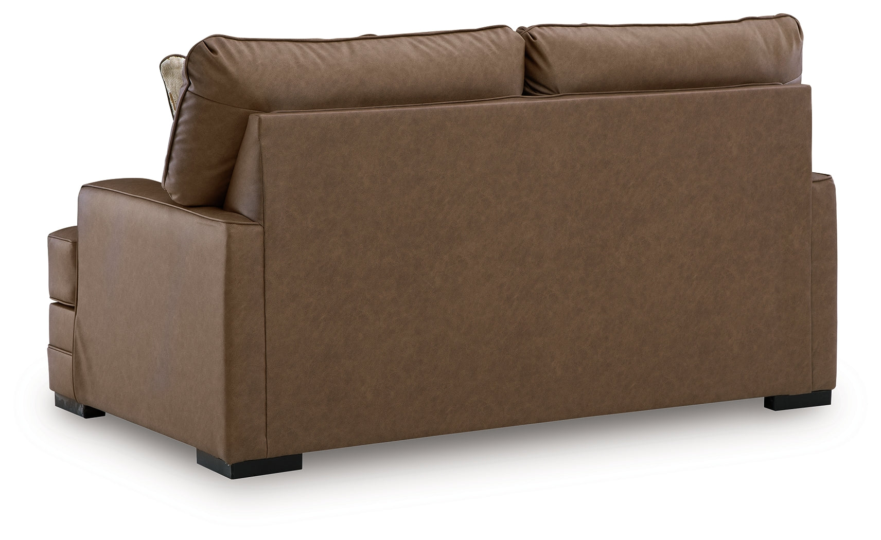 Close-up of VillaCourt loveseat faux leather upholstery