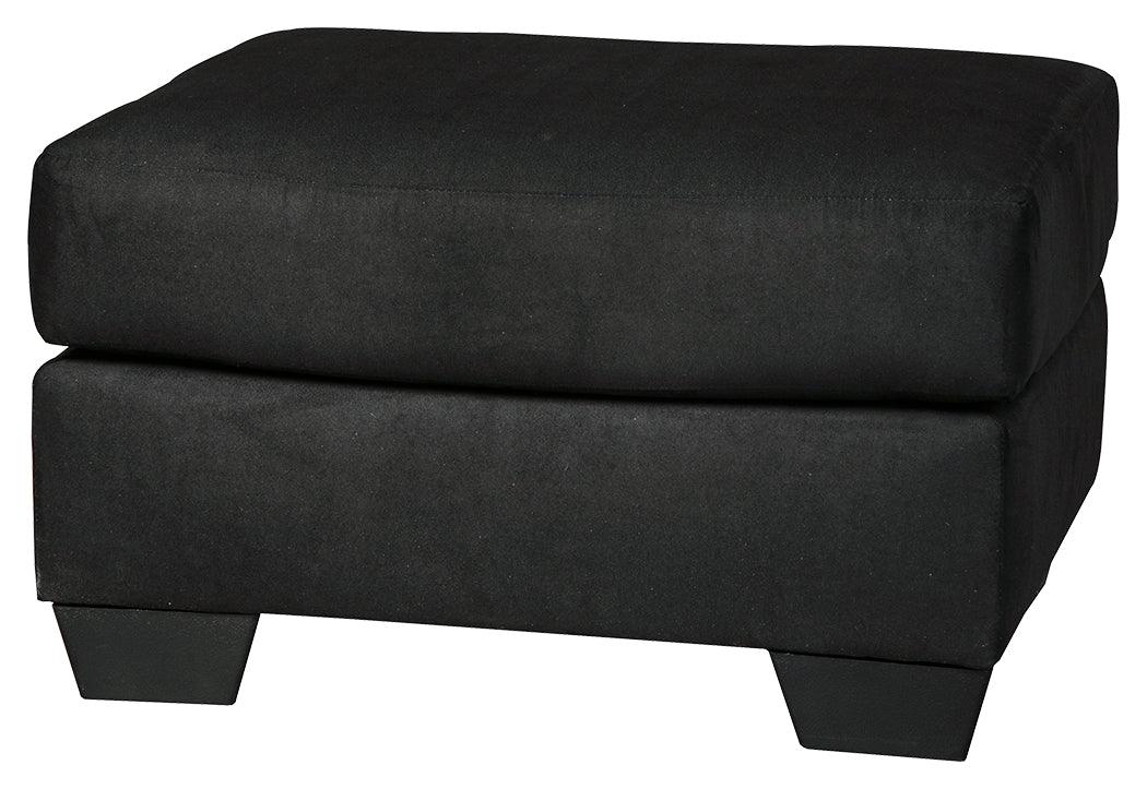 Darcy Black Microfiber Ottoman side angle