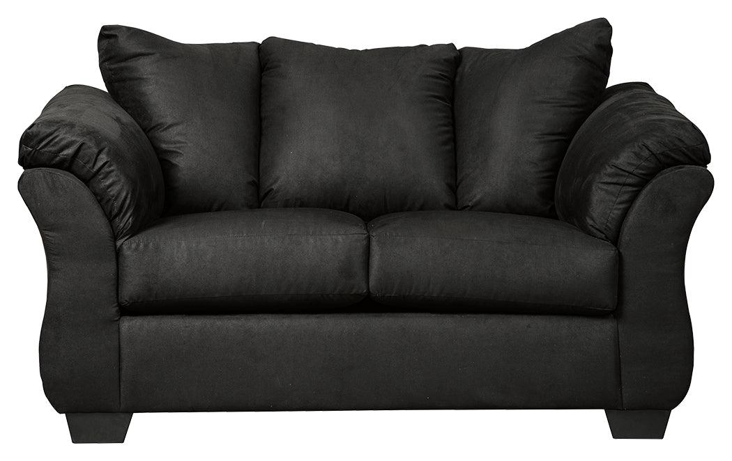 Darcy Black Microfiber Loveseat angled side view