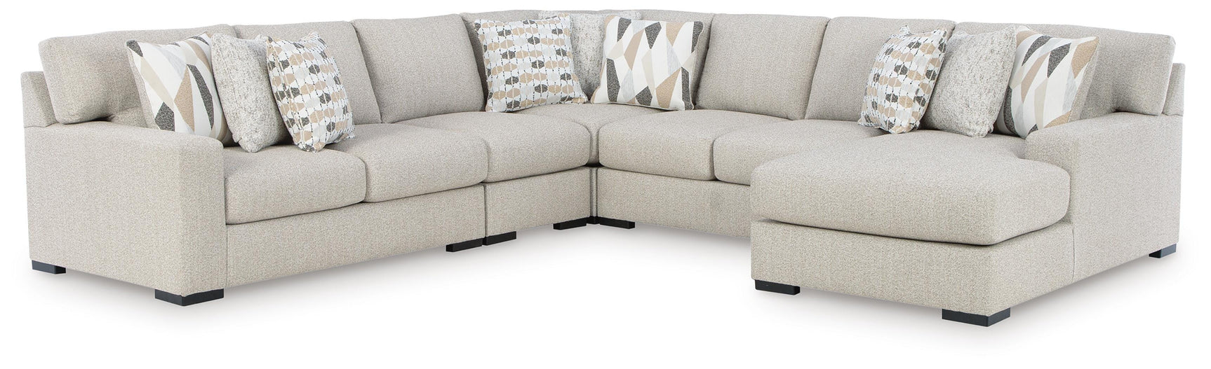 Side view of Laurelgrove pebble chenille sectional with chaise