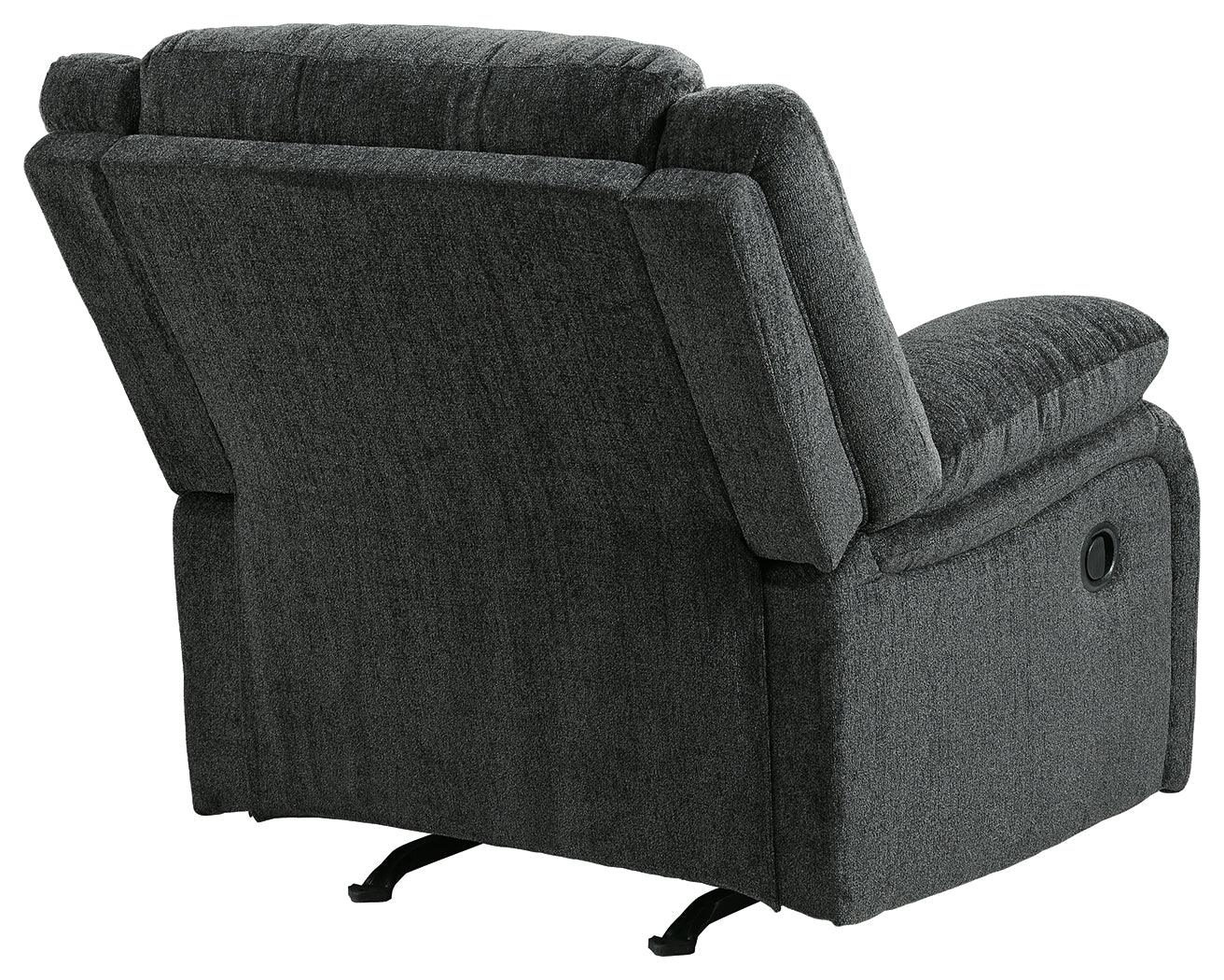 back view of Draycoll Slate Chenille Recliner
