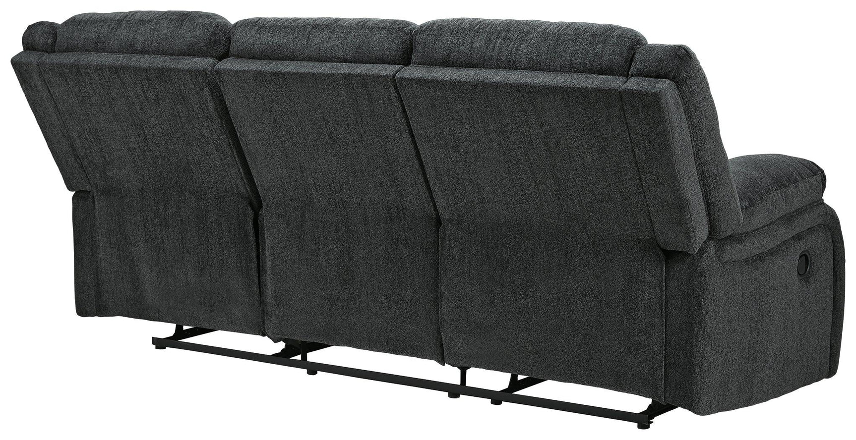 Draycoll Slate Chenille Reclining Sofa head-on front view