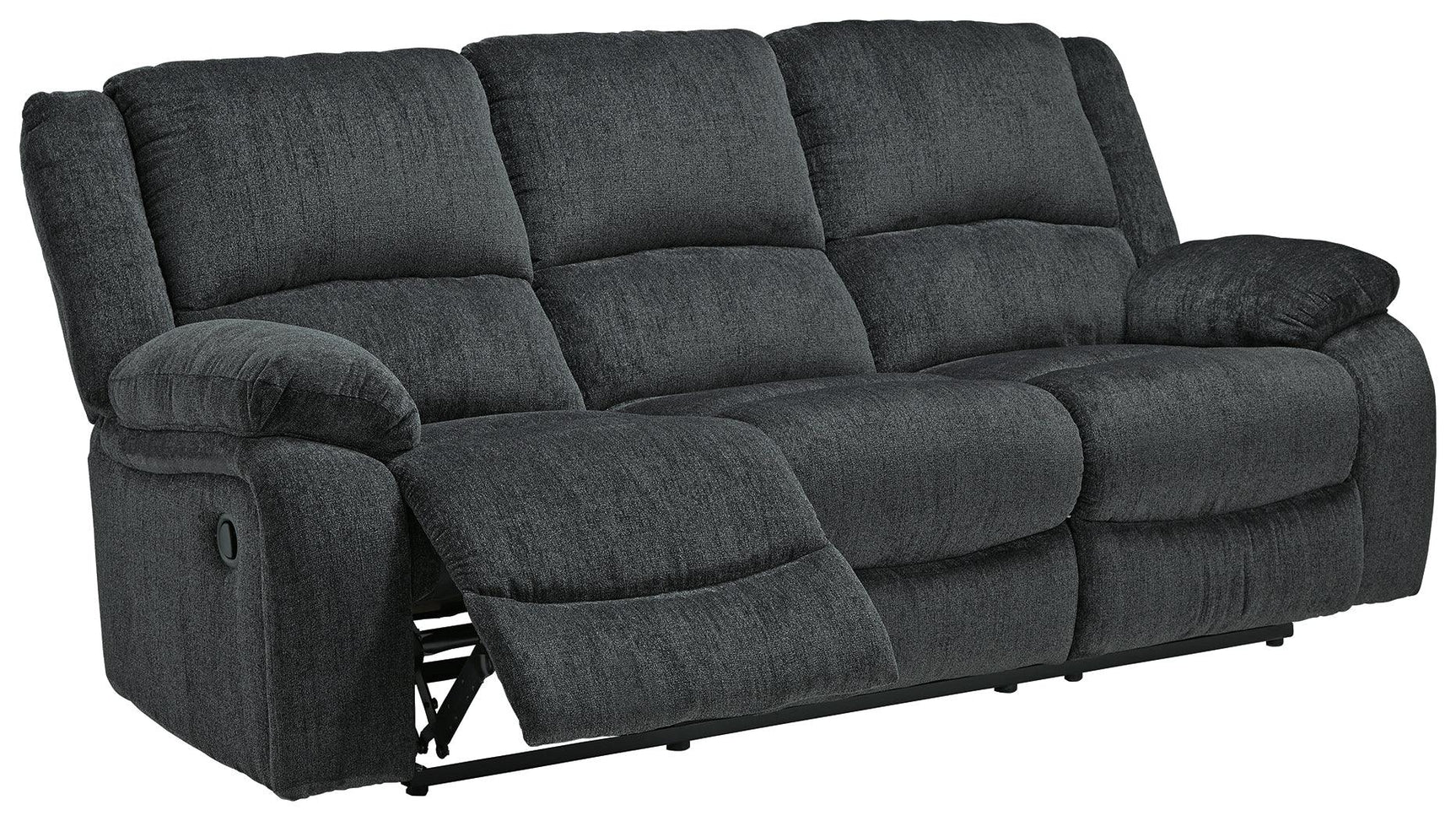 Draycoll Slate Chenille Reclining Sofa side profile