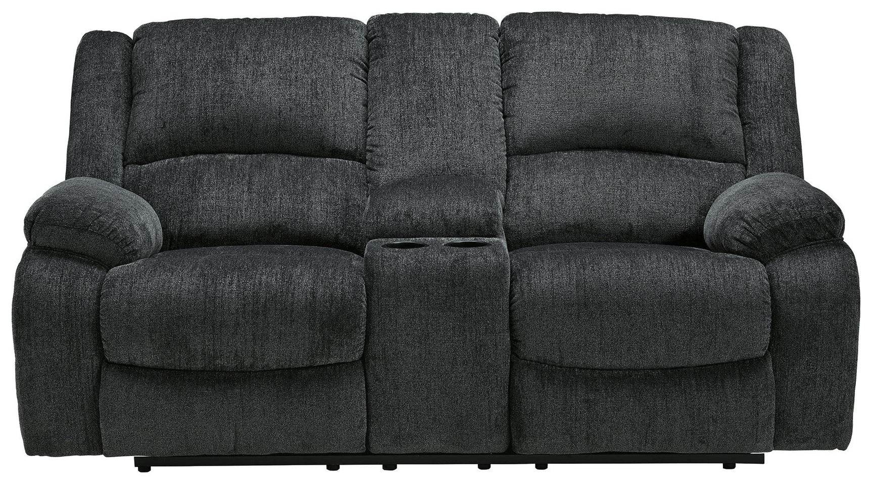 Front close-up of loveseat with adjustable headrests