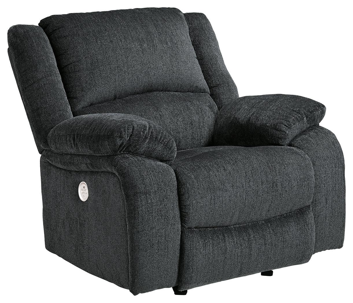 Draycoll Slate Chenille Power Recliner side view