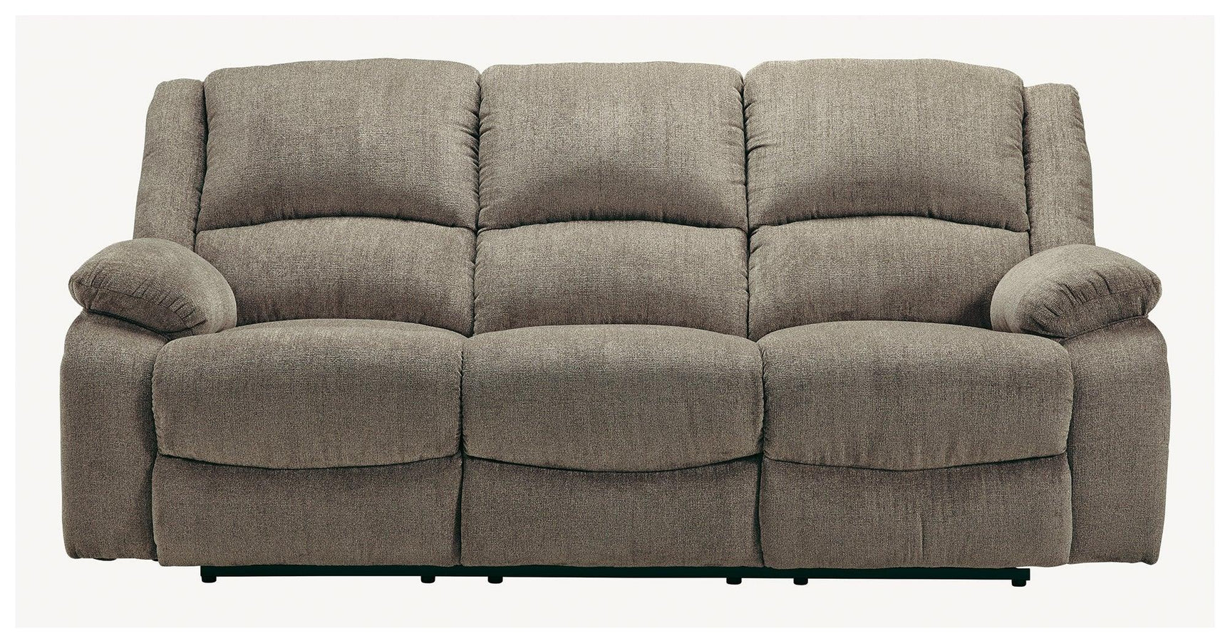 Draycoll Slate Chenille Reclining Sofa close-up on armrest