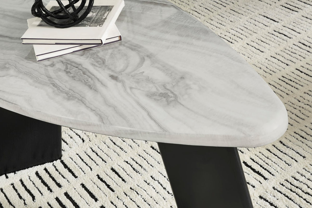 Black Faux Carrara Marble 3-Piece Coffee Table Set — product image 3