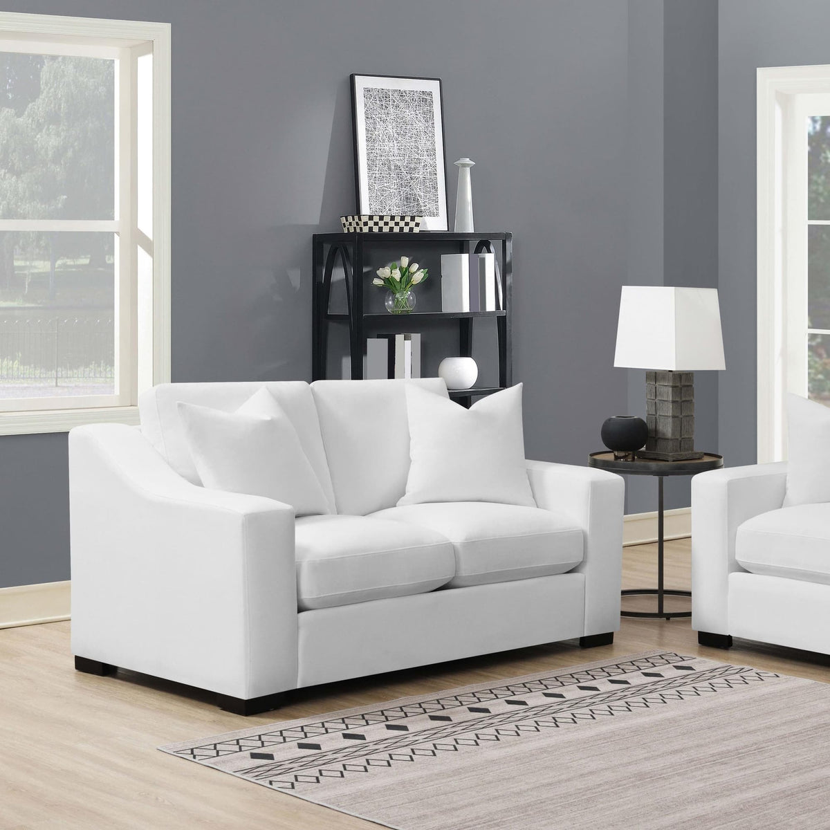 Ashlyn Upholstered Sloped Arm Loveseat White — product image 2