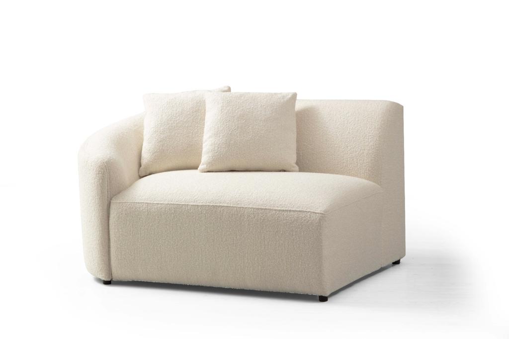 Room context with ivory boucle sectional sofa